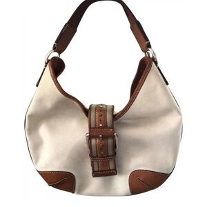 MICHAEL Michael Kors Cream and Brown Leather-Trim Hobo Shoulder Bag